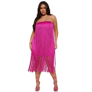 Fashion Pink Tassel Dress